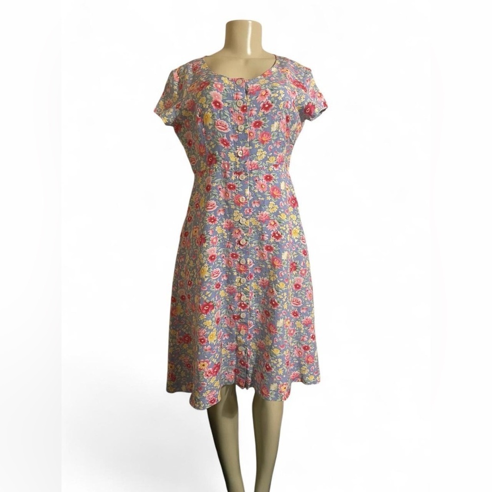 Chadwicks Pink and Blue A-line Midi Dress